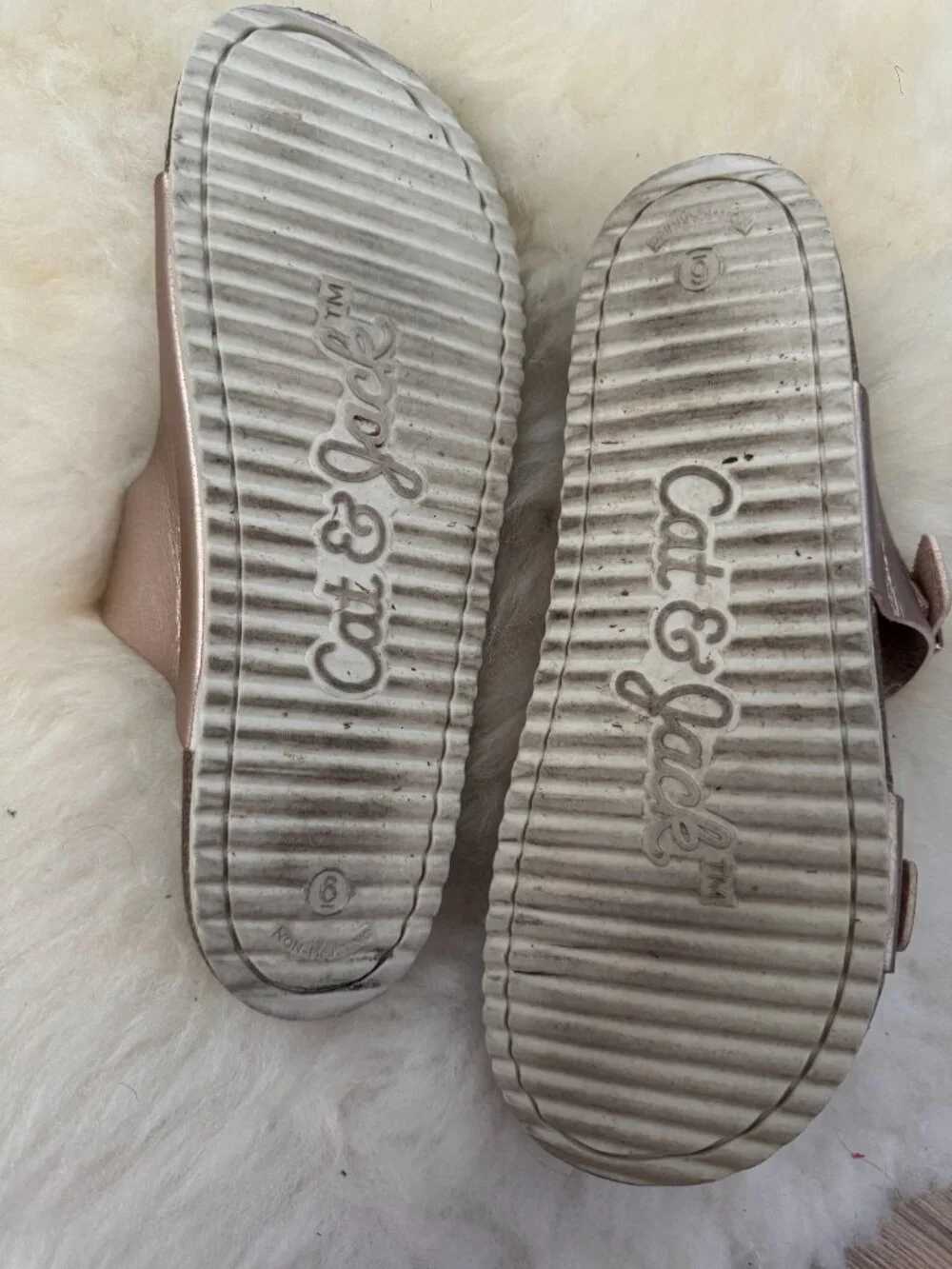 Girls Cat & Jack Rose Gold Buckle Sandals Size 6